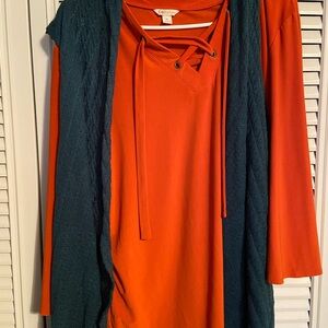 Cato Vibrant Orange Lace-Up Top